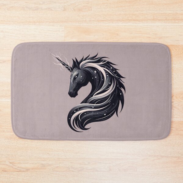 Item preview, Dark Black Unicorn Art - Glowing Mane & Thunder Horn Fantasy designed and sold by gkhanco.