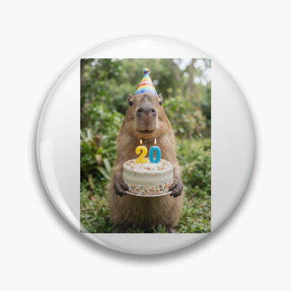 Item preview, Capybara 20th birthday cute adorable cake party baby kawaii designed and sold by CheeseBlueprint.