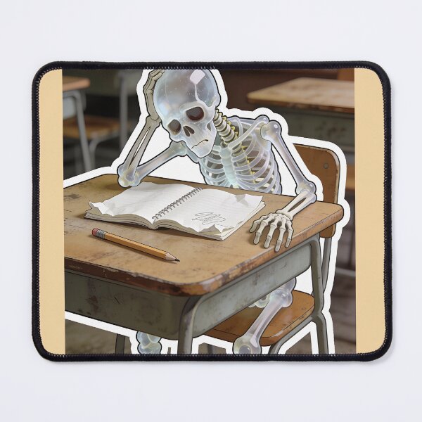 Item preview, Funny Skeleton Student Studying at School Desk designed and sold by OksArtStudio.