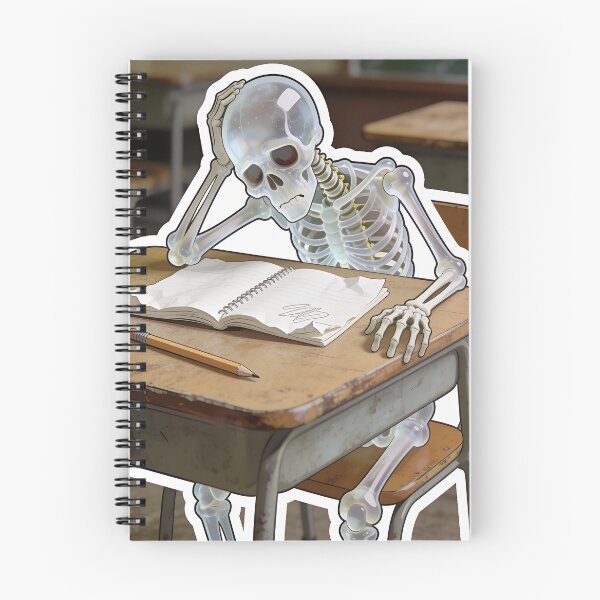 Item preview, Funny Skeleton Student Studying at School Desk designed and sold by OksArtStudio.