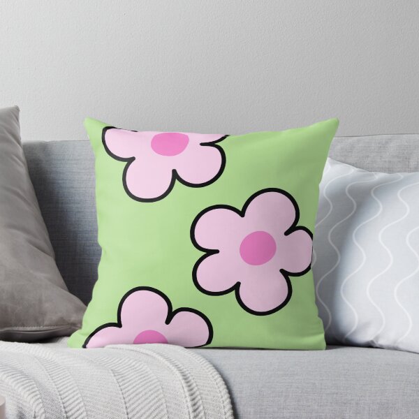 Item preview, Pink Retro Flowers on Green Background designed and sold by jianina-alondra.