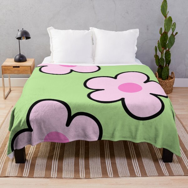 Item preview, Pink Retro Flowers on Green Background designed and sold by jianina-alondra.