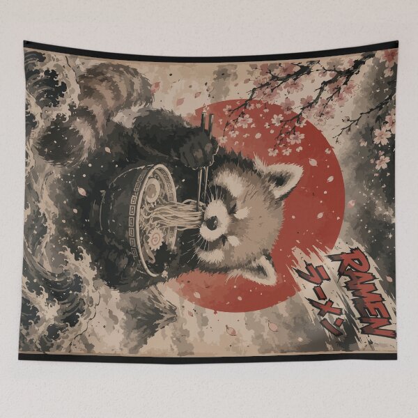 Item preview, Red Panda Ramen Sumie Japanese Vintage designed and sold by TomFrontierArt.