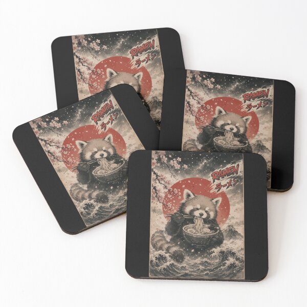 Item preview, Red Panda Ramen Sumie Japanese Vintage designed and sold by TomFrontierArt.