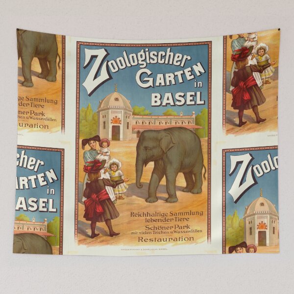 Item preview, Vintage Basel Zoo Poster | 19th Century Advertising Art | Exotic Animals & Family Fun | Moorish Architecture | Digital Print designed and sold by artofuniverse.