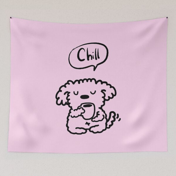 Item preview, Cute Chill Dog Pink Kawaii Illustration designed and sold by jianina-alondra.