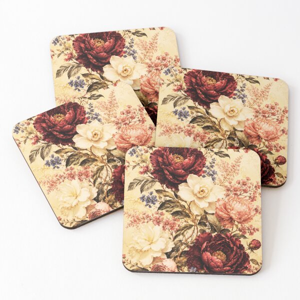 Item preview, Victorian Peony Bouquet – Vintage Gold Botanical Floral Art Print – Burgundy Romantic Decor designed and sold by @SHINTOSARTSTORE.