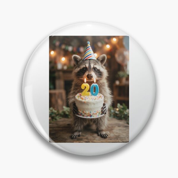 Item preview, Raccoon 20th birthday cute adorable cake party baby kawaii designed and sold by CheeseBlueprint.