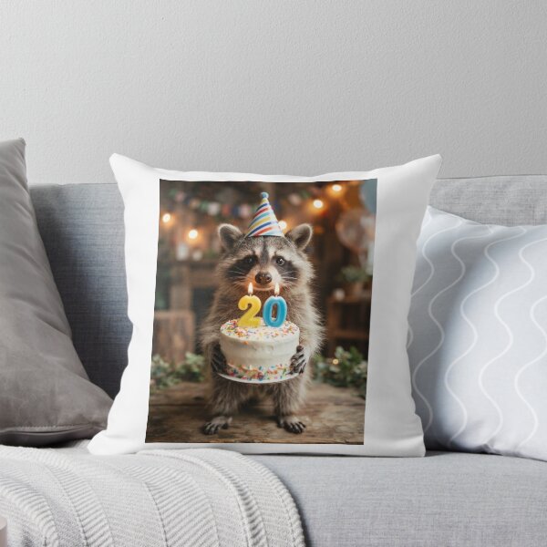 Item preview, Raccoon 20th birthday cute adorable cake party baby kawaii designed and sold by CheeseBlueprint.
