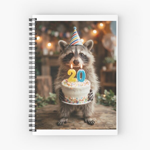 Item preview, Raccoon 20th birthday cute adorable cake party baby kawaii designed and sold by CheeseBlueprint.