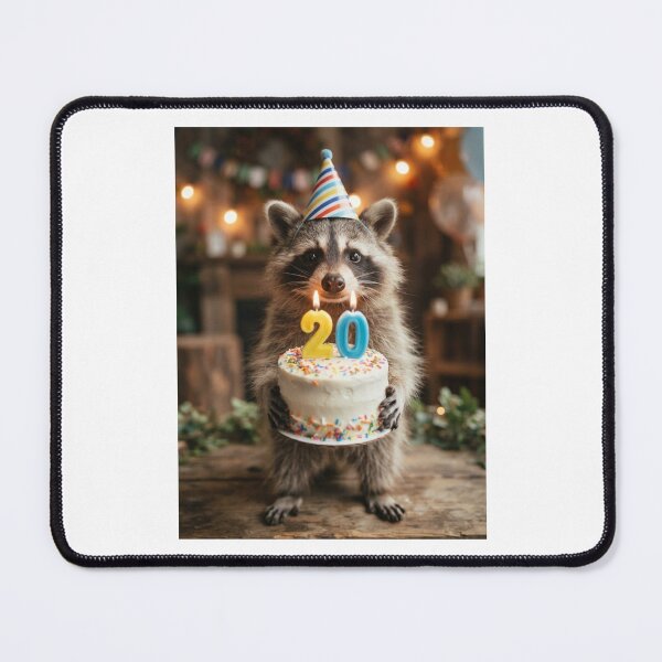 Item preview, Raccoon 20th birthday cute adorable cake party baby kawaii designed and sold by CheeseBlueprint.