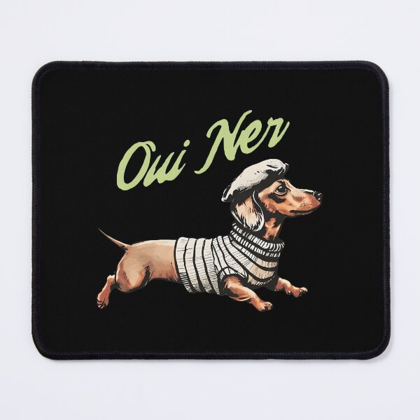 Item preview, Dachshund in Beret & Stripes Oui Ner French Dog Art designed and sold by GiaoCalonas.