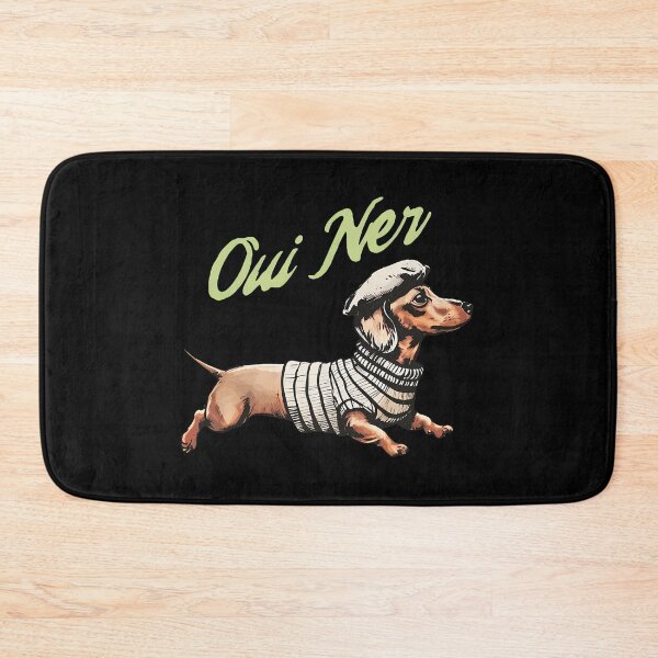 Item preview, Dachshund in Beret & Stripes Oui Ner French Dog Art designed and sold by GiaoCalonas.