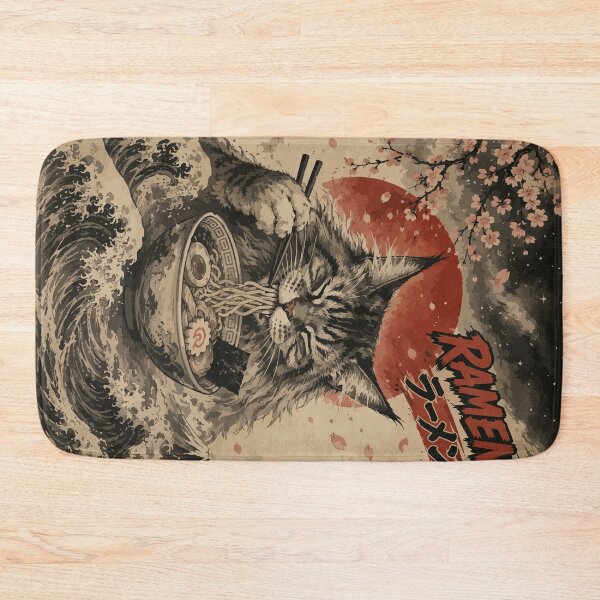 Item preview, Maine Coon Cat Ramen Sumie Japanese Vintage designed and sold by TomFrontierArt.