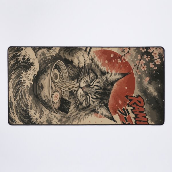 Item preview, Maine Coon Cat Ramen Sumie Japanese Vintage designed and sold by TomFrontierArt.