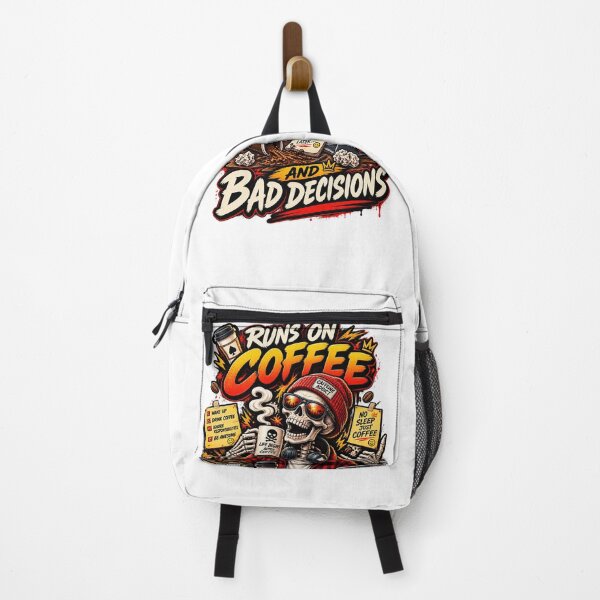 Item preview, Runs On Coffee And Bad Decisions – Funny Skeleton Coffee Lover Retro T-Shirt designed and sold by familysteven.