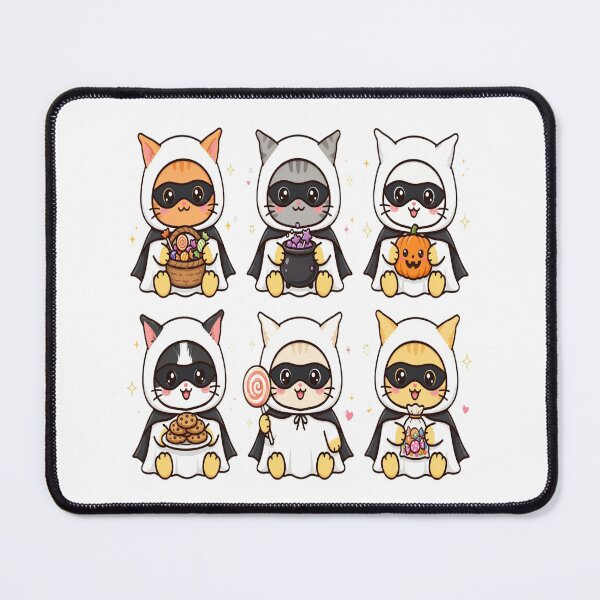 Item preview, Bat Kitty Heroes Set - Six Kawaii Superhero Cats in Ghost Costume Halloween Trick or Treat designed and sold by Ghostlycats2026.