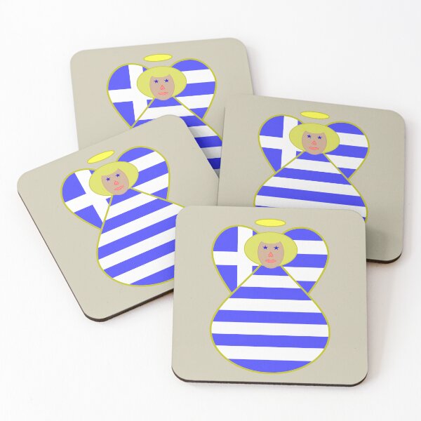 Item preview, Greek Flag Blonde Angel Gift designed and sold by AuntieShoe.