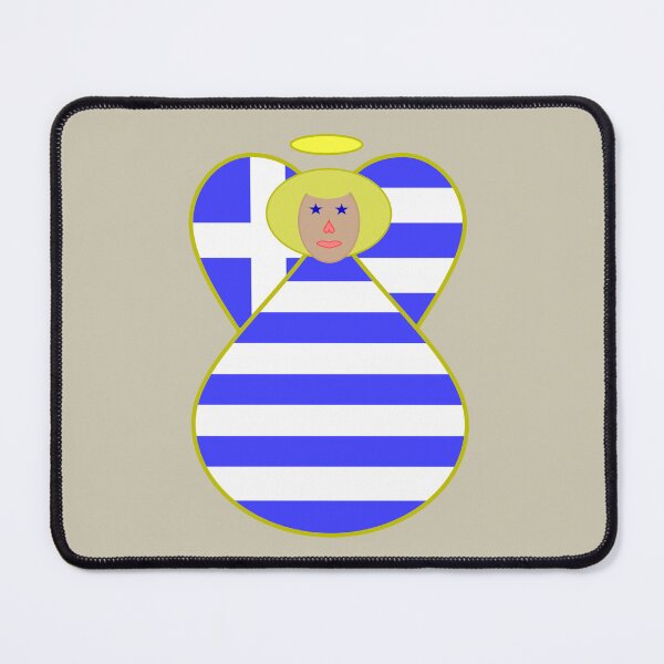 Item preview, Greek Flag Blonde Angel Gift designed and sold by AuntieShoe.