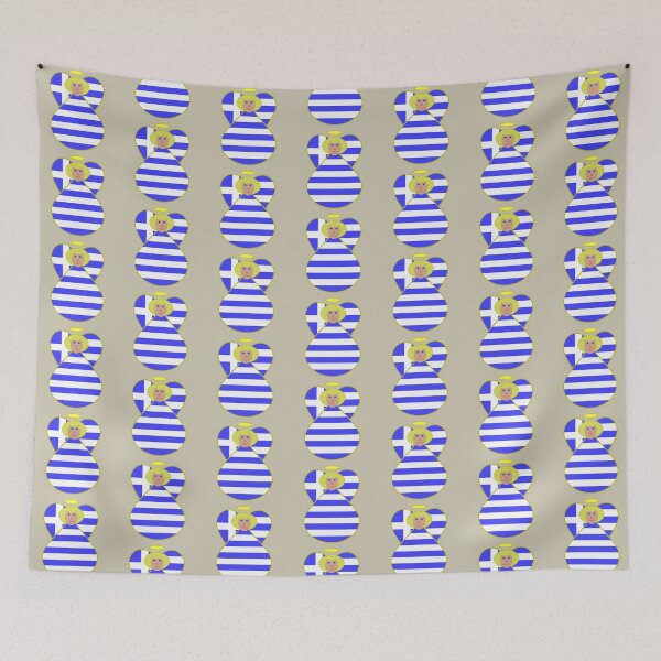 Item preview, Greek Flag Blonde Angel Gift designed and sold by AuntieShoe.