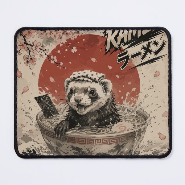 Item preview, Ferret Bath Ramen Sumie Japanese Vintage designed and sold by TomFrontierArt.