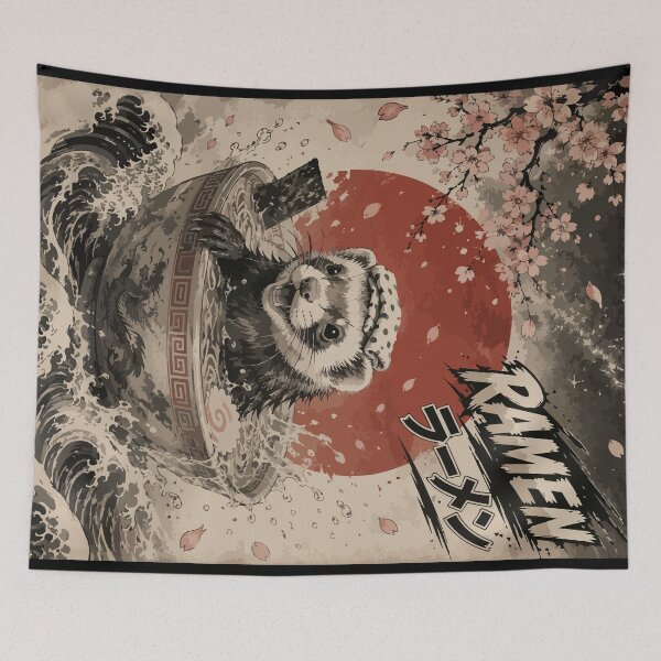 Item preview, Ferret Bath Ramen Sumie Japanese Vintage designed and sold by TomFrontierArt.