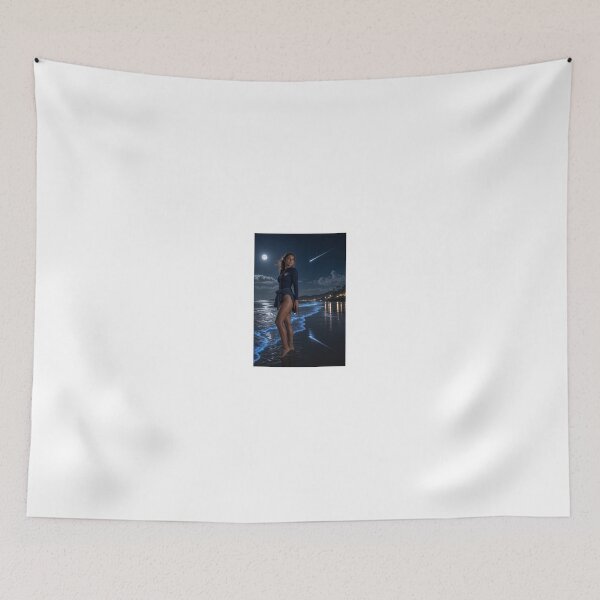 Item preview, Woman Watching Meteor Shower on Night Beach designed and sold by CathryneDelamort.