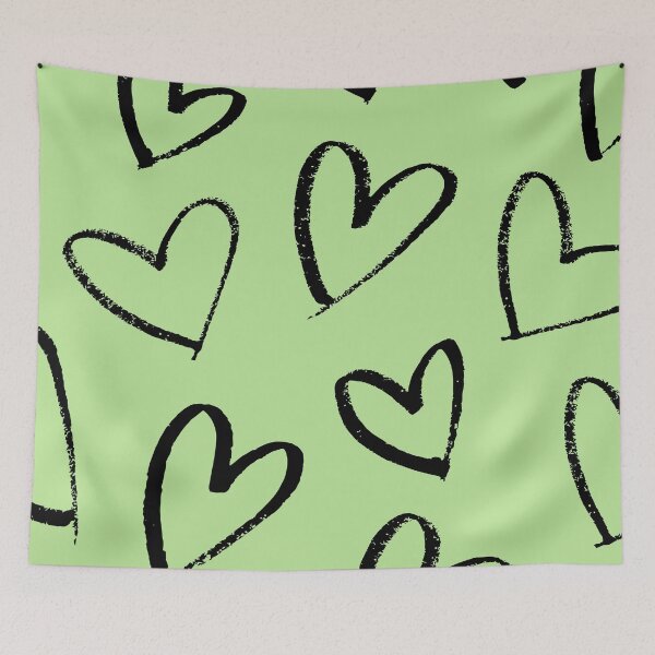 Item preview, Green Heart Doodle Hand Drawn Pattern designed and sold by jianina-alondra.