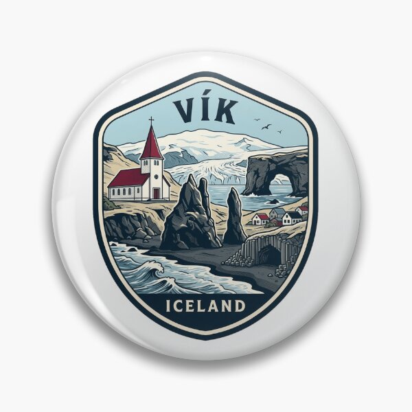 Item preview, Vik Iceland Reynisfjara Black Sand Beach Badge designed and sold by k3rstman1.