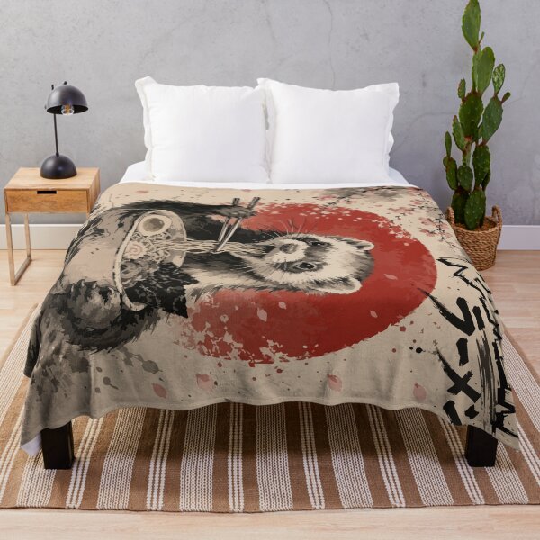 Item preview, Ferret Eating Ramen Sumie Japanese Vintage designed and sold by TomFrontierArt.