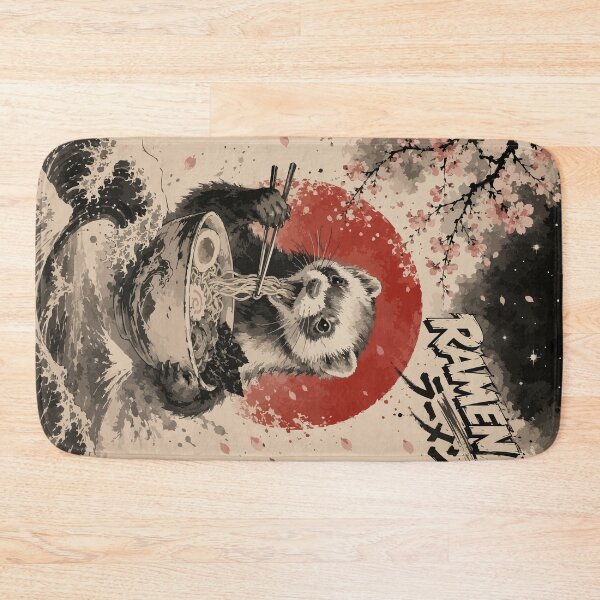 Item preview, Ferret Eating Ramen Sumie Japanese Vintage designed and sold by TomFrontierArt.