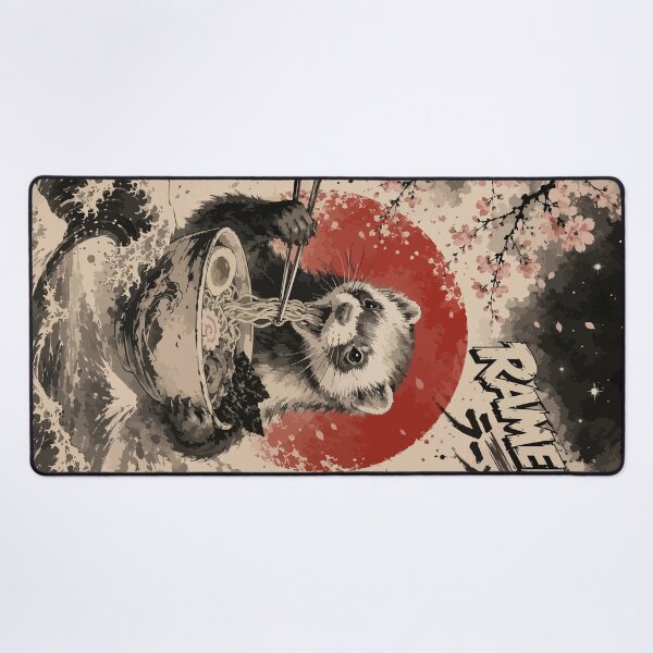 Item preview, Ferret Eating Ramen Sumie Japanese Vintage designed and sold by TomFrontierArt.