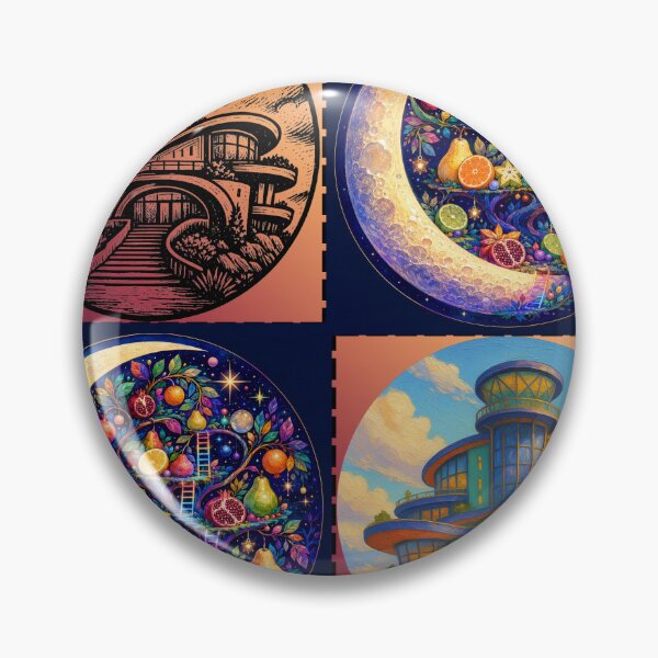 Item preview, Celestial Fruit Moon and Futuristic Architecture Collage designed and sold by suha-art.