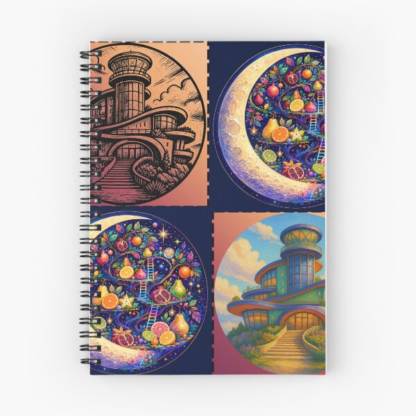 Item preview, Celestial Fruit Moon and Futuristic Architecture Collage designed and sold by suha-art.
