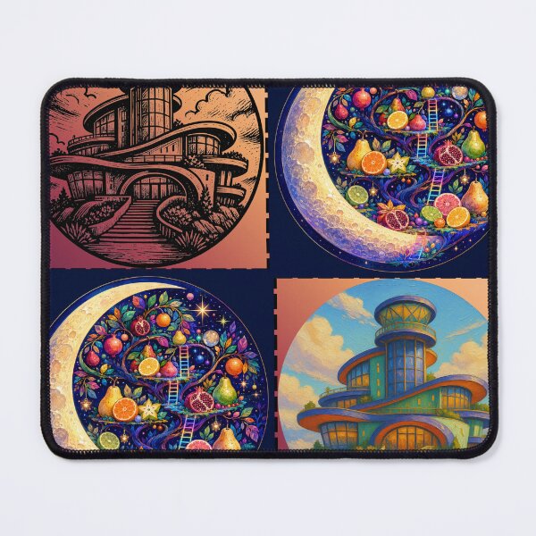 Item preview, Celestial Fruit Moon and Futuristic Architecture Collage designed and sold by Suha Design Studio.