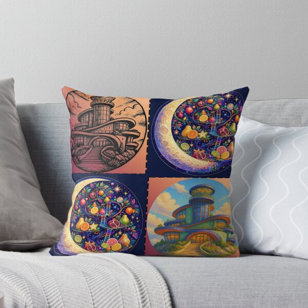 Item preview, Celestial Fruit Moon and Futuristic Architecture Collage designed and sold by suha-art.
