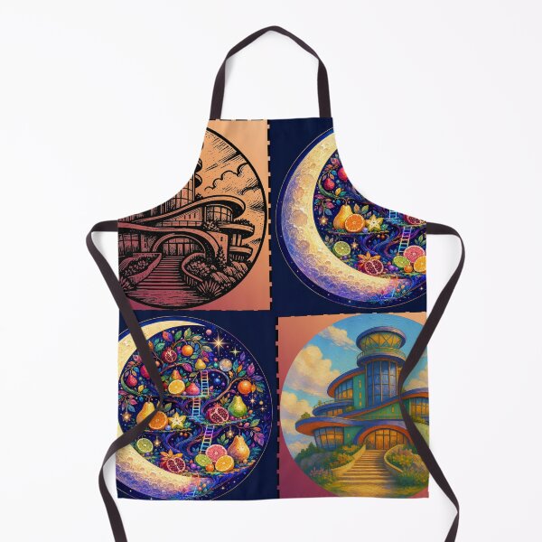 Item preview, Celestial Fruit Moon and Futuristic Architecture Collage designed and sold by suha-art.