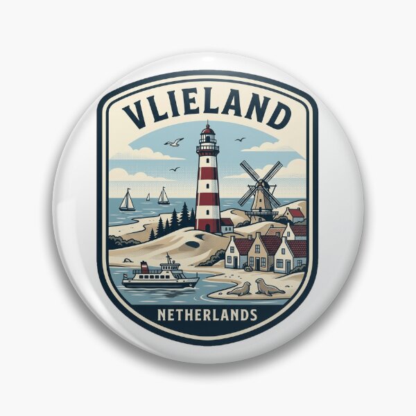 Item preview, Vintage Vlieland Netherlands Coastal Travel Badge designed and sold by k3rstman1.