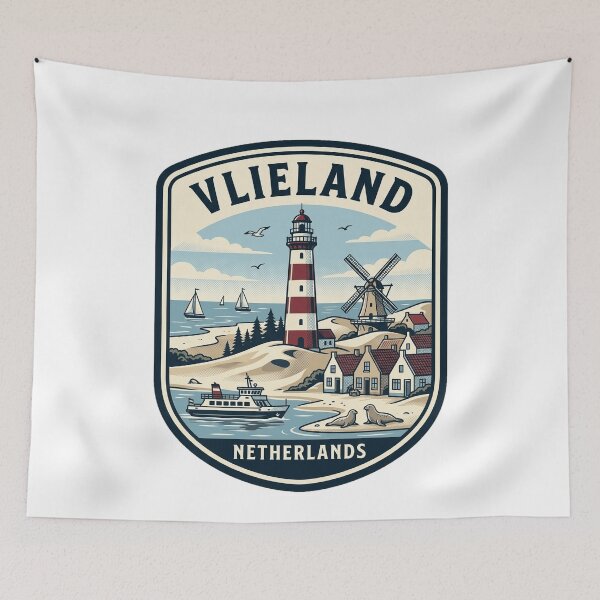 Item preview, Vintage Vlieland Netherlands Coastal Travel Badge designed and sold by k3rstman1.