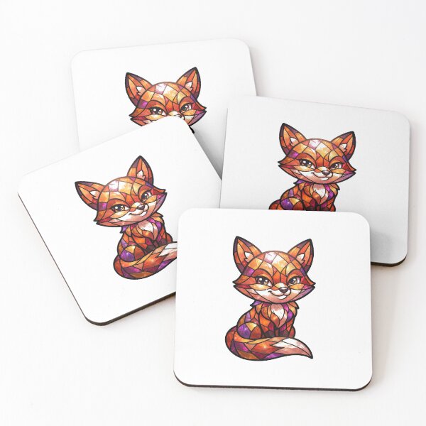 Item preview, Stained Glass Fox Sticker | Cute Mosaic Fox Art | Geometric Chibi Fox Design | Purple Blue Fox Gift designed and sold by Pawfect Prints.