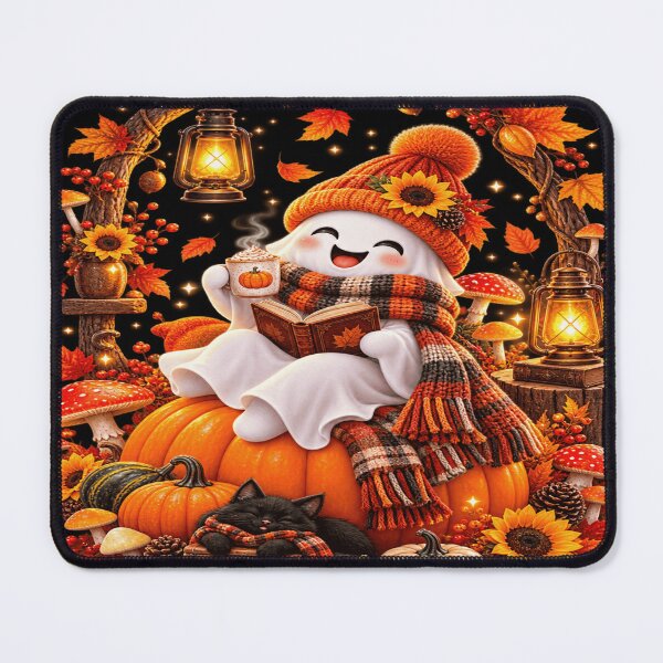 Item preview, Cozy Autumn Ghost Reading Book designed and sold by ASWIN STUDIO.