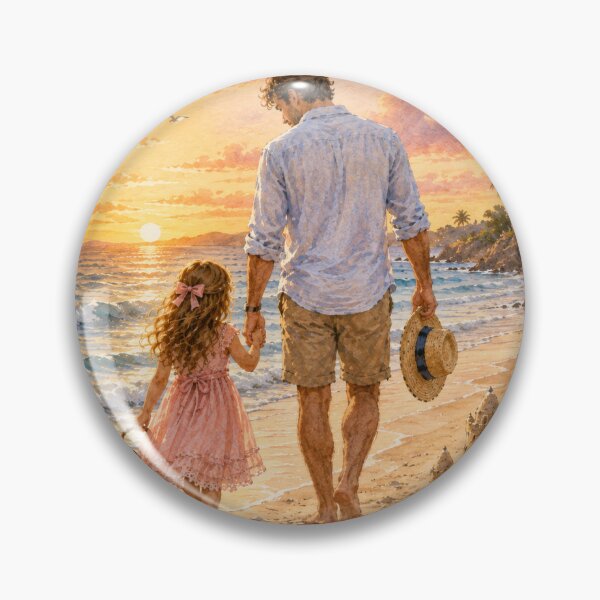 Item preview, Daddy and Daughter at the Beach – Sweet Sunset Family Watercolor designed and sold by NestDesigns01.