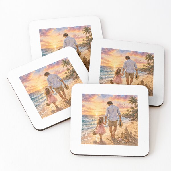 Item preview, Daddy and Daughter at the Beach – Sweet Sunset Family Watercolor designed and sold by NestDesigns01.