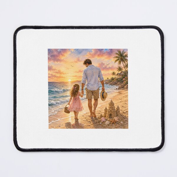 Item preview, Daddy and Daughter at the Beach – Sweet Sunset Family Watercolor designed and sold by NestDesigns01.