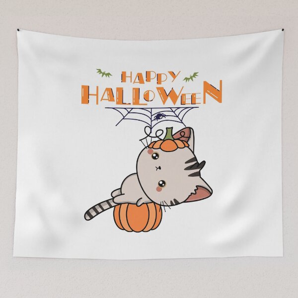 Item preview, Cute Halloween Pumpkin Cat designed and sold by Sela Art .
