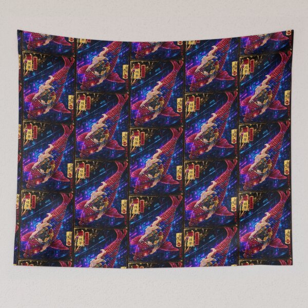 Item preview, Cyberpunk Koi Rider – Japanese Ukiyo-e Art Carp designed and sold by RhymeArc.