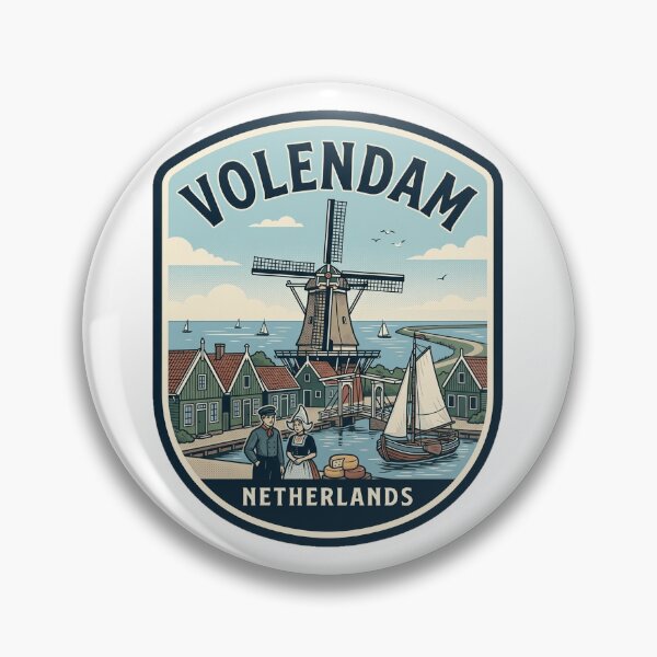 Item preview, Vintage Volendam Netherlands Dutch Windmill Travel Badge designed and sold by k3rstman1.