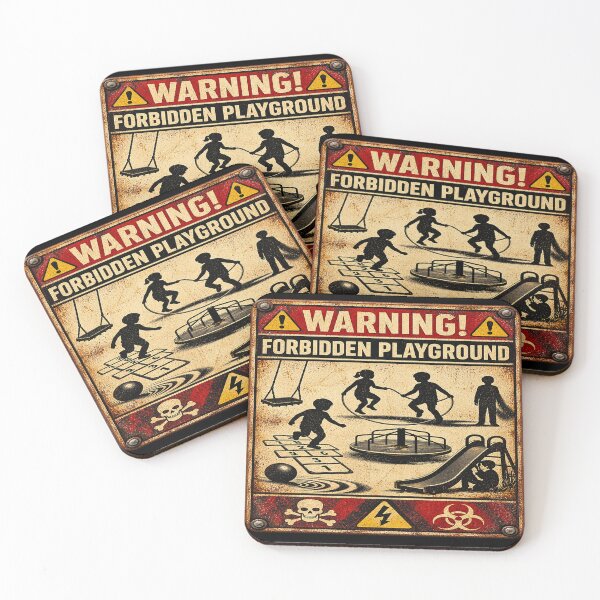Item preview, Forbidden Playground – Vintage Horror Warning Sign designed and sold by TroviTutto.