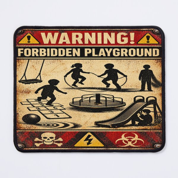 Item preview, Forbidden Playground – Vintage Horror Warning Sign designed and sold by TroviTutto.