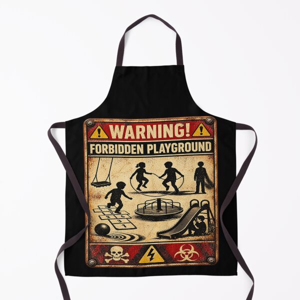 Item preview, Forbidden Playground – Vintage Horror Warning Sign designed and sold by TroviTutto.